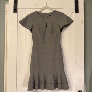 Banana Republic Gray Midi Dress with Ruffle Hem